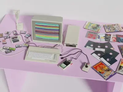 Commodore 64c all components scene 3D model
