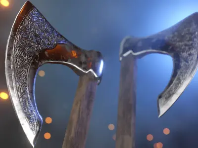 Medieval Viking battle axe Low-poly 3D model