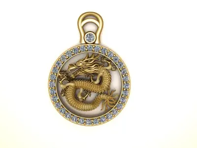 Chinese Dragon Pendant 3D print model 3D print model 3D print model