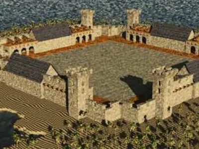 Fortress island castle minecraft 3D model