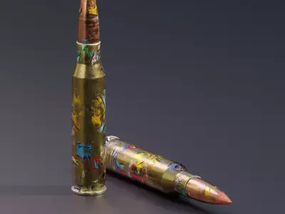 Low Poly 762x54mm AK47 Bullet Game Ready PBR Ammo Free low-poly 3D model