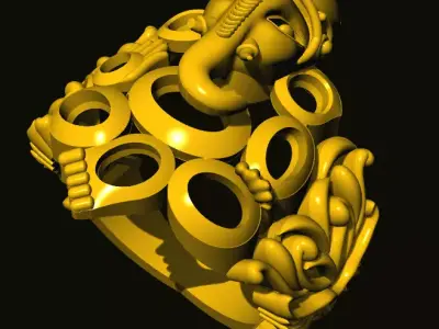 ganesh ring in gold 3D print model