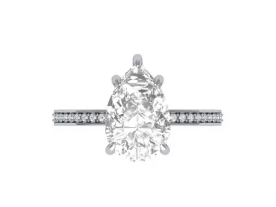 Pear Solitaire Ring 3D print model order