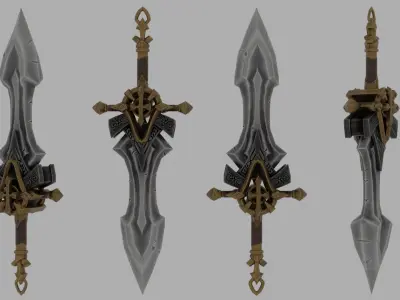 Stylized Sword - Game Ready Low Poly PBR 3D Model Low-poly 3D model