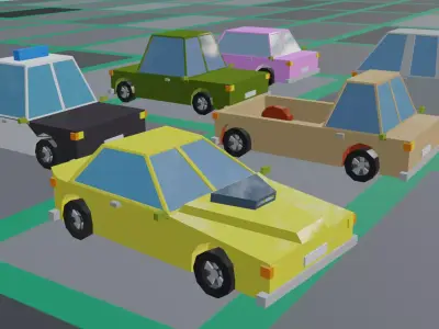Low Poly Toon Type Cars Free low-poly 3D model