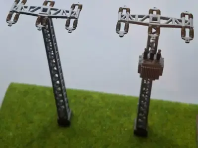 Openwork electric poles set 15kV 1-87 resin 3D print model