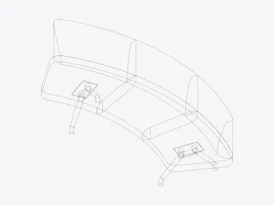 Seat - Bench - Worksmart - Curved Low-poly 3D model