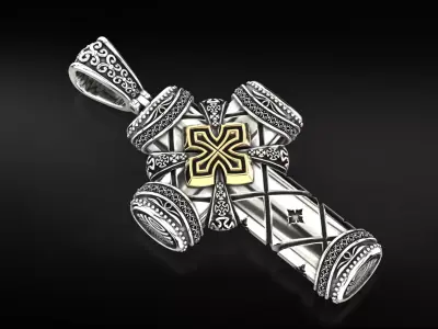 Antique pectoral cross with patterns 771 3D print model