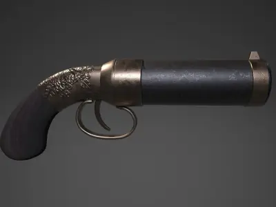 Game-ready stylized handgun Low-poly 3D model