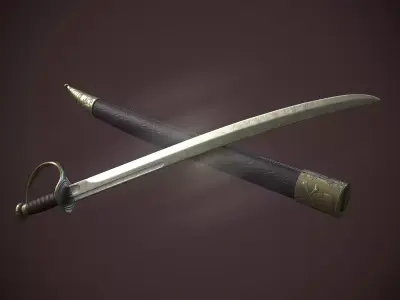 Pirates Cutlass Sword And Sheath Low-poly 3D model