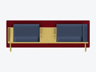 Sofa - Contemporary - Flame - Medium - Central Shelf Low-poly 3D model buy
