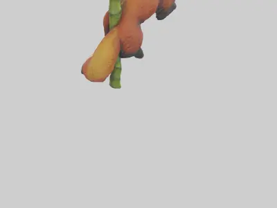 Red Panda climbing bamboo model Low-poly 3D model
