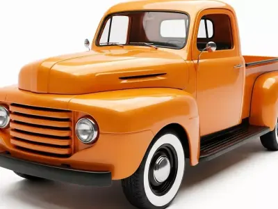 Vintage Orange Pickup Truck 3D model