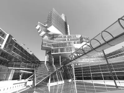 Stylish Central Shopping Centre Scene 3D model