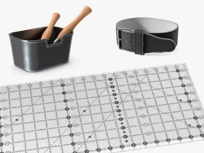 Leather Workshop with Belt Collection 3D model