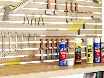 Workshop-work tools Low-poly 3D model