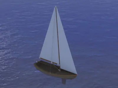 Sailboat model floating in ocean Free 3D model