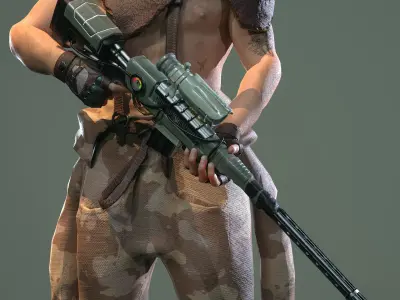 3D Military-Hunter-Post Apocalypse Character Low-poly 3D model