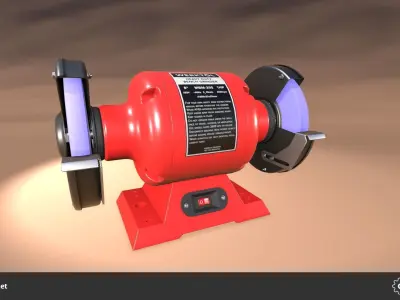 Bench Grinder Set Low-poly 3D model