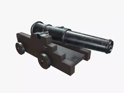 Medieval Cannon V04 New Low-poly 3D model