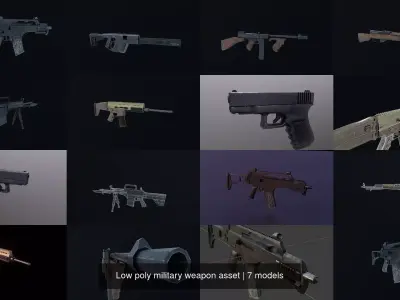 Low poly military weapon asset 3D Model Pack