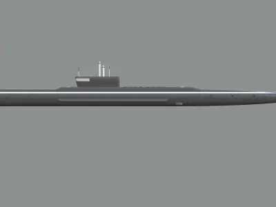 Military Nuclear Submarine Low-poly 3D model