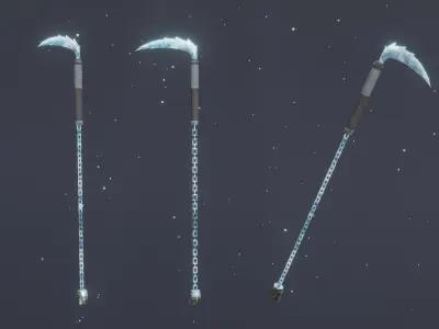 Set of 6 Elemental Kusarigama - Fantasy medieval weapon Low-poly 3D model