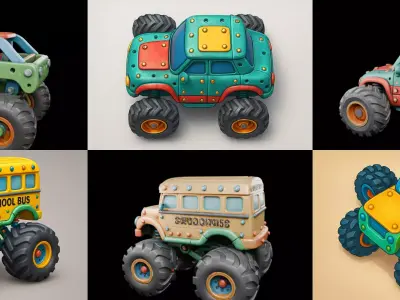 Monster Truck bundle 5 pack 100 glb 3D model