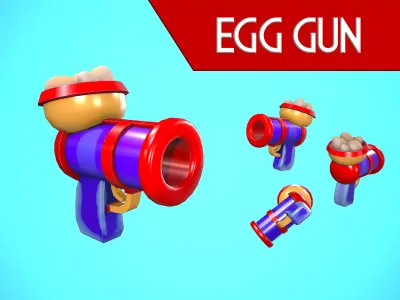 EGG GUN CARTOON STYLIZED Low-poly 3D model