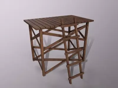 Medieval PBR Guard Tower Game Ready Low Poly 3D Model Low-poly 3D model