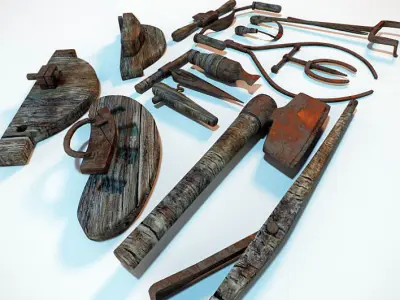 Assorted Coopers Tool Antique Hand Tools 3D model