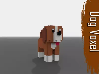 Voxel Dog  Low-poly 3D model