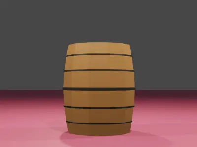 Barrel Low-poly 3D model 2