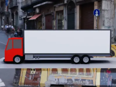 low poly truck street Low-poly 3D model