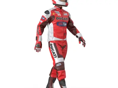 Motorcycle Rider 2 Rigged for Cinema 4D 3D model