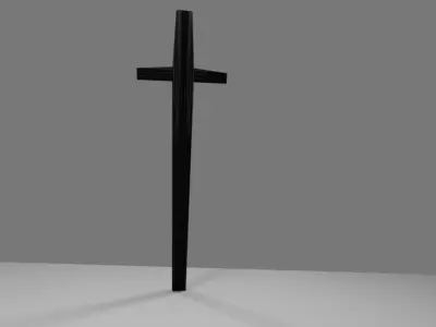 Black Wooden Training Sword Low-poly 3D model