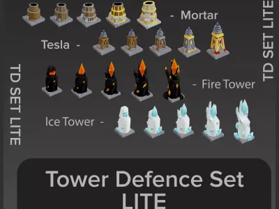 Tower Defence Set Lite Low-poly 3D model