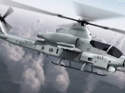  Bell AH-1Z Attack Helicopter Rigged 