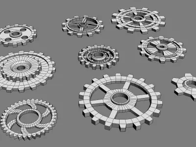 steampunk gears collection 3D model