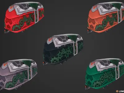 Stylized Railway Modular Constructor Low-poly 3D model