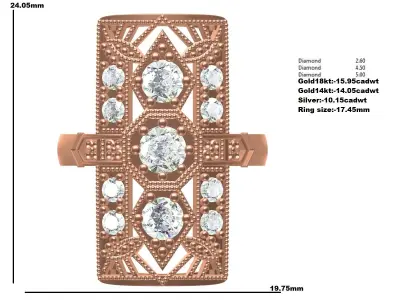 Antique Art Deco Wedding Ring For Men 3D print model