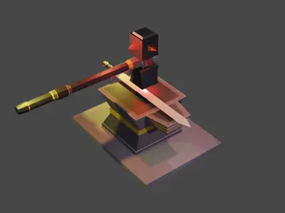 Ancient Iron Sword Forging system for black smith Free low-poly 3D model