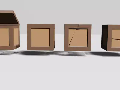 Low Poly Wooden Crate Stylized Game Prop Cracked Props Low-poly 3D model