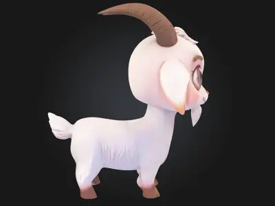 Cuddly Goat Pup  Adorable Mischief in a Fluffy Package 3D model