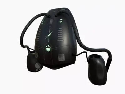 Jetpack I02 Black Green - SciFi Character Design Low-poly 3D model