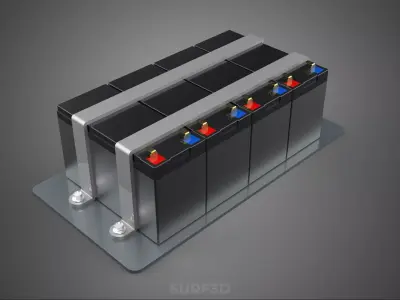 SET 4 MULTI BATTERY PACK GRID ARRAY TRAY SECURE BRACKET MOUNTING 3D model