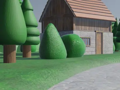 Medieval Village Landscape 3D model