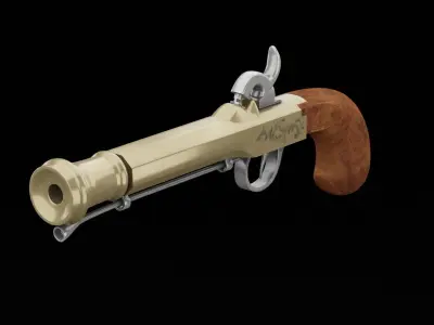 Pirate Hand Gun Low-poly 3D model