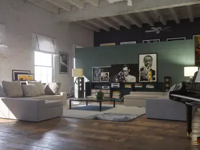 Jazzy Loft Octane Render 3D model