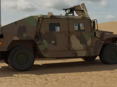 Military Hummer Low-poly 3D model